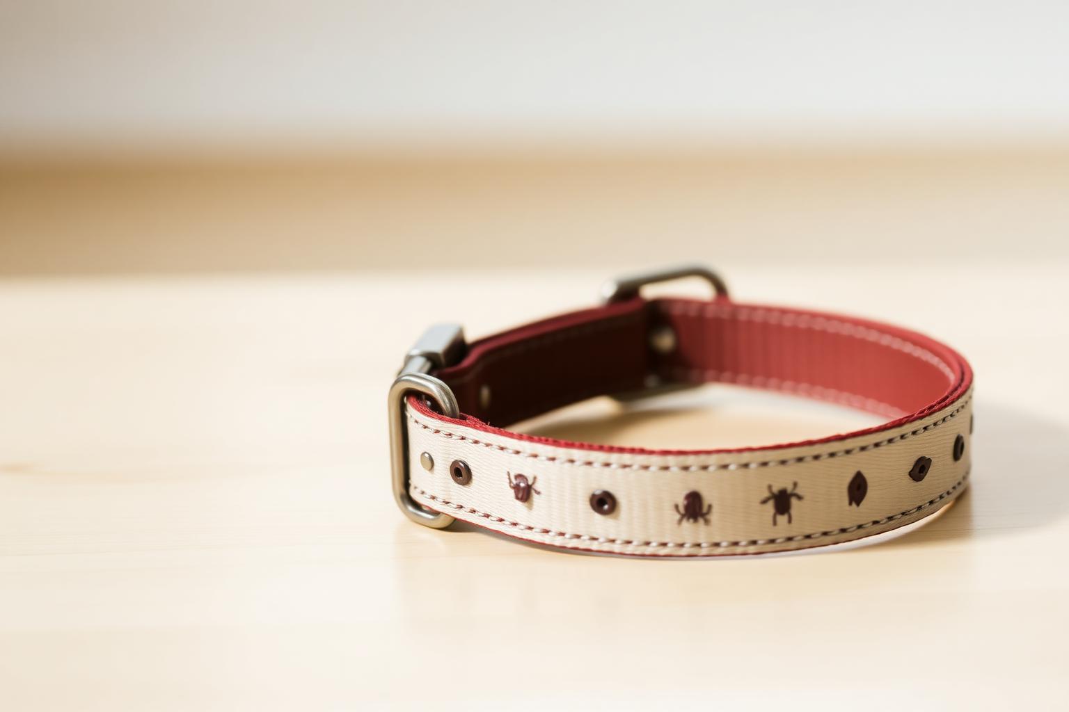 Fur Life flea and tick collar for dogs on a light wood surface