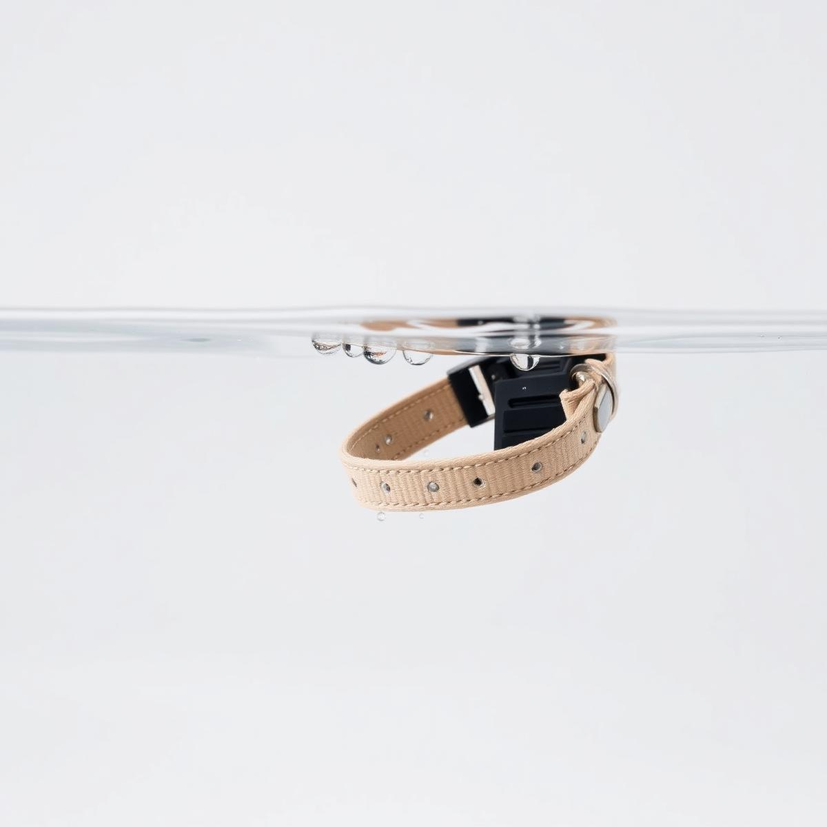 Waterproof Fur Life dog collar floating in clean water
